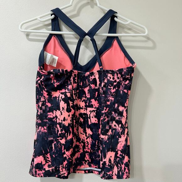 Nike Womens Sz Small Fire V Neck Tankini Swim Suit Top Pink Gaze Padded Modest - Picture 5 of 5